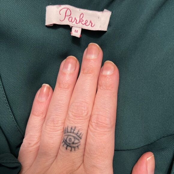 Parker Medium Green blouse with ruffles long sleeve - Picture 2 of 11